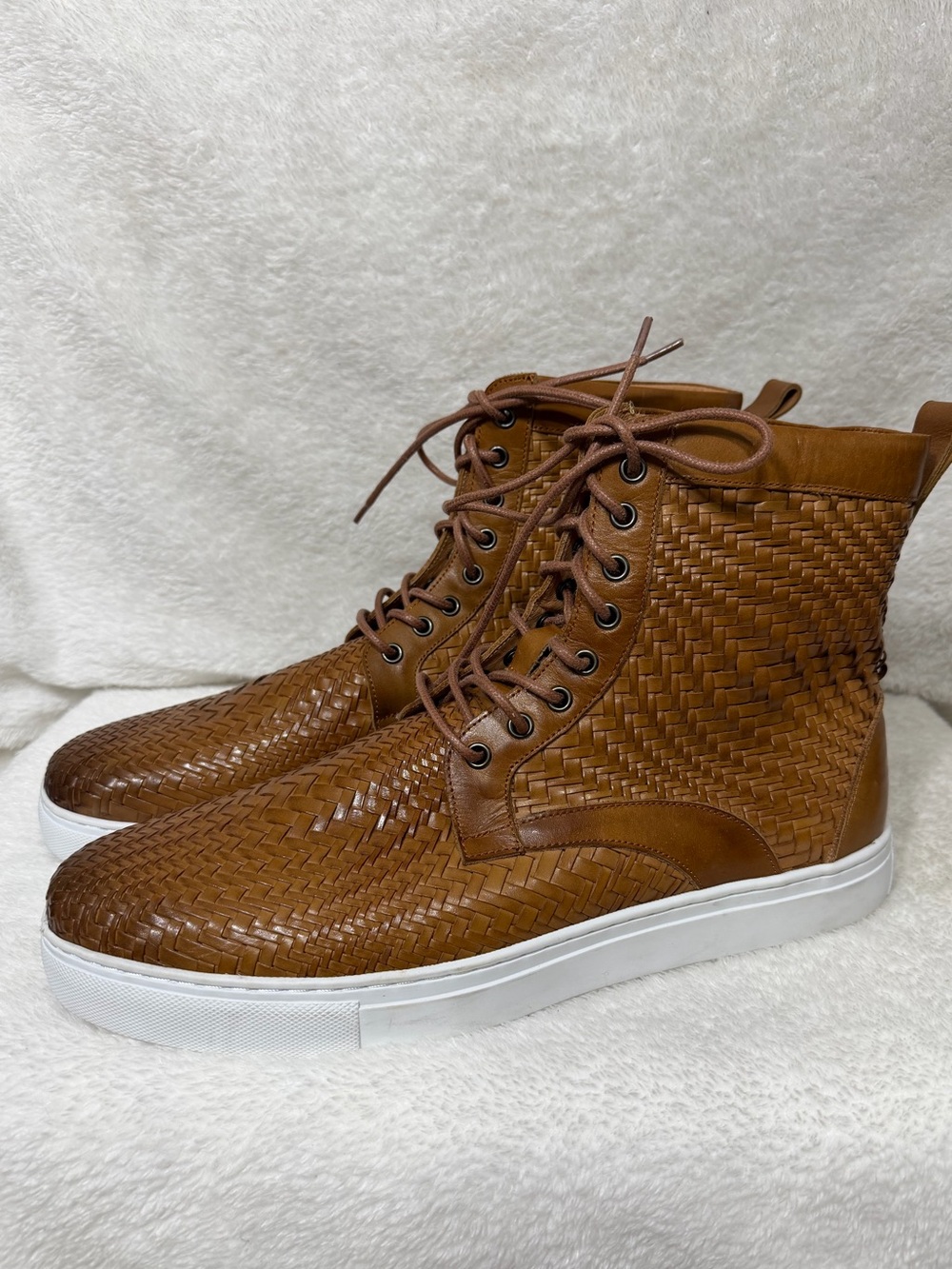 Marc Nolan MAGNUS Brandy Woven Leather High Top Sneakers Men's Size 15